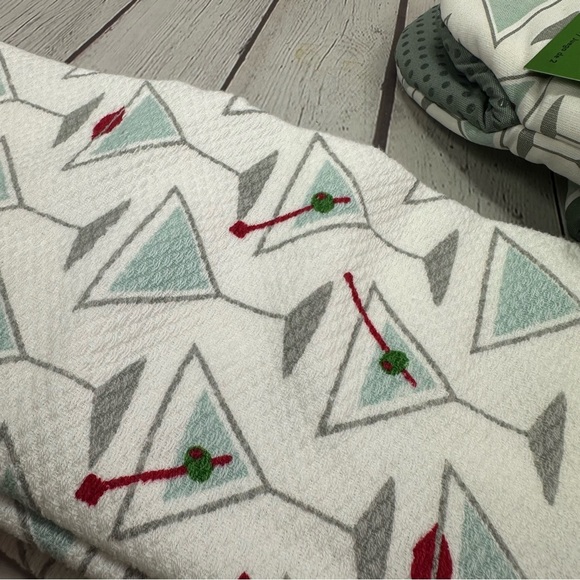 NWT Kate Spade Martini Print Towels & mini mitts set city traditional - Picture 7 of 7